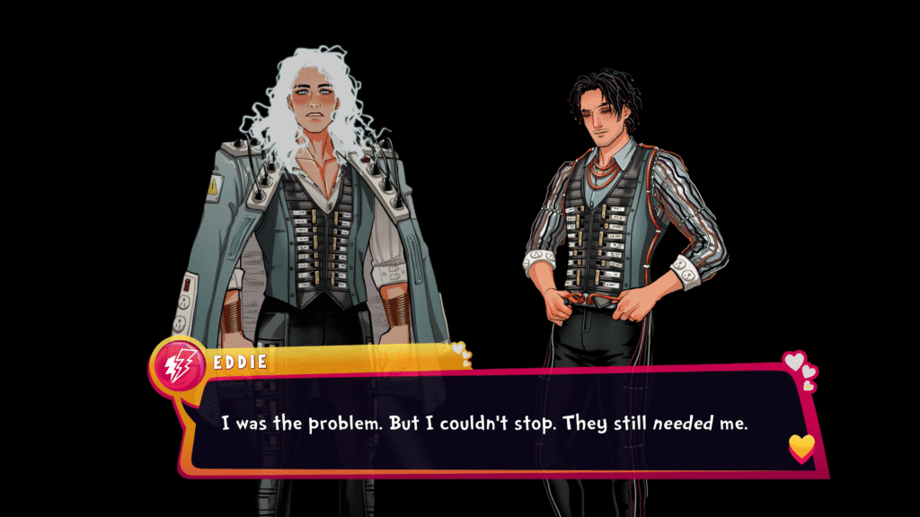 screencap of scene from eddie and volt route
