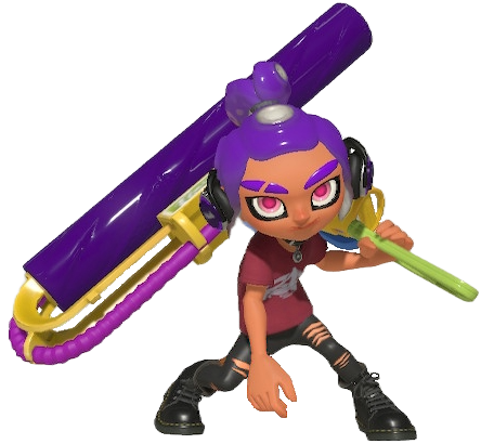 My octoling with the Big Swig Express roller posing